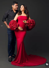 Load image into Gallery viewer, G5025, Red wine Hand Frill Trail Body Fit Gown (All Sizes)pp