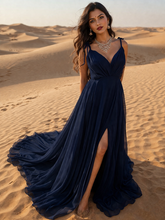 Load image into Gallery viewer, G3381, Navy Blue Infinity Prewedding Shoot Trail Gown