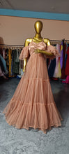 Load image into Gallery viewer, G553, Copper Brown Ruffled Shoot Trail Gown, Size (All)pp