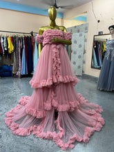 Load image into Gallery viewer, G552 , Peach Ruffled Layered Maternity Shoot  Gown, Size (All)