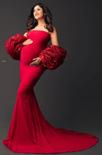 Load image into Gallery viewer, G5025, Red wine Hand Frill Trail Body Fit Gown (All Sizes)pp