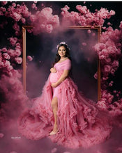 Load image into Gallery viewer, G4041, Peach Ruffled Maternity Shoot Trail Gown, Size(All)pp