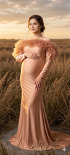 Load image into Gallery viewer, G1048, Saddle Brown Body Fit Maternity Shoot Trail Gown, Size (ALL)p