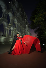 Load image into Gallery viewer, G603(5), Red Slit Cut Semi Offshoulder Prewedding Long Trail Gown, (All Sizes)