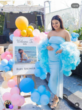 Load image into Gallery viewer, G2128, Royal Blue Flower Ruffled Body Fit Maternity Shoot Trail Gown, Size (All)p