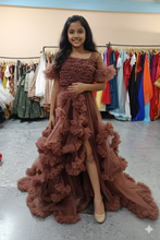 Load image into Gallery viewer, G925, Brown Ruffled Mother daughter Shoot Gown, Size (All)pp