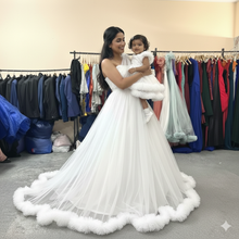 Load image into Gallery viewer, W719 , White Mother Daughter One Shoulder Gown, Size (All)