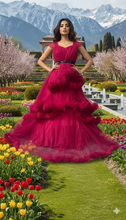 Load image into Gallery viewer, G648(2), Dark Magenta Puffy Pre Wedding Shoot Trail Gown Size(All)