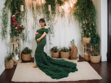 Load image into Gallery viewer, G1035, Bottle Green  Long Trail Body Fit Gown (All Sizes)
