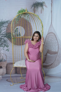 G1121, onion peach Body Fit Maternity Shoot Trail Gown, Size (ALL)pp
