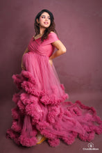 Load image into Gallery viewer, G1041,(2),Onion Peach Ruffled Maternity Shoot Trail Gown, Size(All)