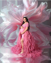Load image into Gallery viewer, G4041, Peach Ruffled Maternity Shoot Trail Gown, Size(All)pp