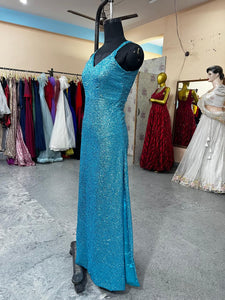 G1123, sky blue Mermaid Shimmer Cocktail Gown, Size (All)pp