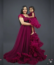 Load image into Gallery viewer, G648(2), Magenta Ruffled Mother Daughter Gown