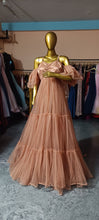 Load image into Gallery viewer, G553, Copper Brown Ruffled Shoot Trail Gown, Size (All)pp