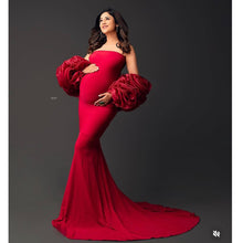 Load image into Gallery viewer, G5025, Red wine Hand Frill Trail Body Fit Gown (All Sizes)pp