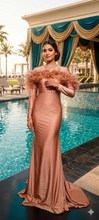 Load image into Gallery viewer, G1048, Saddle Brown Body Fit Shoot Trail Gown, Size (ALL)