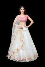 Load image into Gallery viewer, L505, White Sequence Floral Lehenga (XS-3o to XL-40)