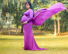 Load image into Gallery viewer, G41,(5) Purple Maternity Shoot Trail  Lycra Fit Gown, Size (ALL)