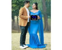 Load image into Gallery viewer, G207,(4) Navy Blue Maternity Shoot Baby Shower Trail Lycra Body Fit Gown, Size(All)