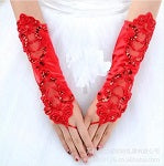 Red Gloves Long Lace