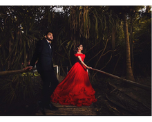 Load image into Gallery viewer, G137 (9), Luxury Red Puffy Cloud Trail Ball Gown, Size (XS-30 to xl 42)