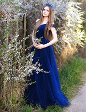 Load image into Gallery viewer, G436, Navy Blue Off Shoulder Evening Gown , Size (XS-30 to L-38)