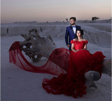 Load image into Gallery viewer, G137 (9), Luxury Red Puffy Cloud Trail Ball Gown, Size (XS-30 to xl 42)