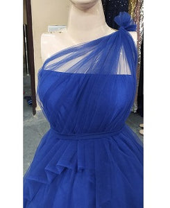 G319 (3), Blue Maternity One Shoulder Gown, Size (All)