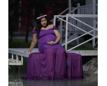 Load image into Gallery viewer, G218, (3) Purple Maternity Shoot Trail Baby Shower  Lycra Fit Gown, Size(All)