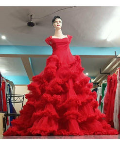 G37, Luxury Red Cloud Puffy Ball Gown, Size (All)