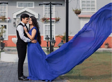 Load image into Gallery viewer, G300 (12),Plain Royal Blue Long Trail Prewedding Shoot Gown, Size - (All)