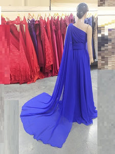 G275(2) ,Blue One Shoulder Maternity Flair Gown, Size(All)