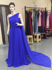 G275(2) ,Blue One Shoulder Maternity Flair Gown, Size(All)