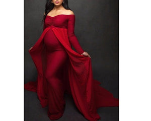 G44 (10)  Wine Red Trail  Lycra Fit Gown, Size (ALL)