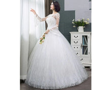 Load image into Gallery viewer, W176, White Long Flair Sleeve Wedding Ball Gown, Size (XS-30 to XL-40)