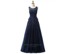 Load image into Gallery viewer, G108, Navy Blue Shimmer Gown (Sleeves available), Size (XS-30 to L-36)