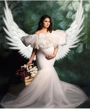 Load image into Gallery viewer, W808, White  Maternity Shoot Baby Shower Trail Gown, Size (All)