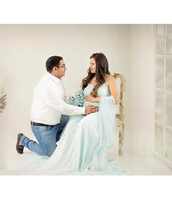 G625, Light Green Maternity Shoot Trail Gown, Size (All)