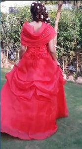 G142, Red Hood Ball Gown, Size (XS-30 to L-36)