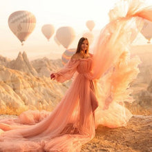 Load image into Gallery viewer, G1140, Peach Frilled long Trail Shoot Gown Size (All)pp