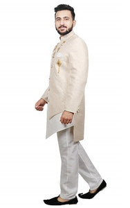 M37 , Rajwadi Style Cream Color Indowestern Men's Dress (40)