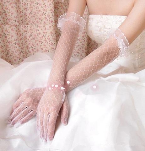 White long Net Gloves