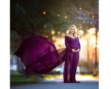Load image into Gallery viewer, G41 (6), Purple Maternity Shoot Trail Baby Shower Lycra Body Fit Gown, All Size