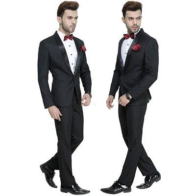 M25, Premium Black Tuxedo and Trouser set with Bow Tie, Size (Size -  40 to 46)