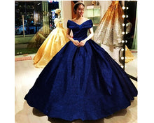Load image into Gallery viewer, G238, Luxury Navy Blue Sequences Princess Big Ball Gown, Size (XS-30 to L-38)