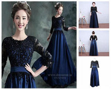 Load image into Gallery viewer, G101 (5) Blue and Black Pre Wdding Gown, Size (XS-30 to 4XL-48)
