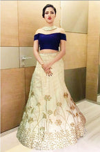 Load image into Gallery viewer, L12, Blue Crop top With Golden Lehenga, Size (XS-30 to L-38)