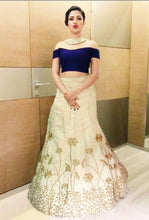 Load image into Gallery viewer, L12, Blue Crop top With Golden Lehenga, Size (XS-30 to L-38)