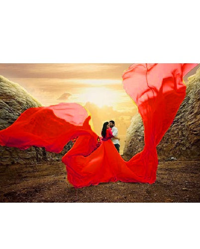 G503 (2), Red Twin Trail prewedding Shoot Long Trail Gown, (All)